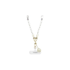 GUESS Correa Universal para Teléfono – Cadena con Perlas y Charms, Diseño Elegante y Sujeción Segura