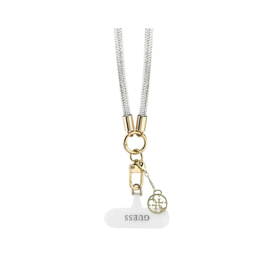 GUESS Correa Universal para Teléfono – Cadena Plata con Piedras Brillantes y Charms, Diseño Elegante y Sujeción Segura