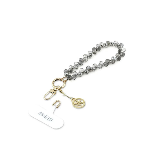 Guess Correa de Muñeca para Teléfono – Correa Negra con Cristales y Charms, Sujeción Segura y Diseño Elegante