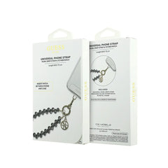 Guess Correa de Muñeca para Teléfono – Correa Negra con Cristales y Charms, Sujeción Segura y Diseño Elegante