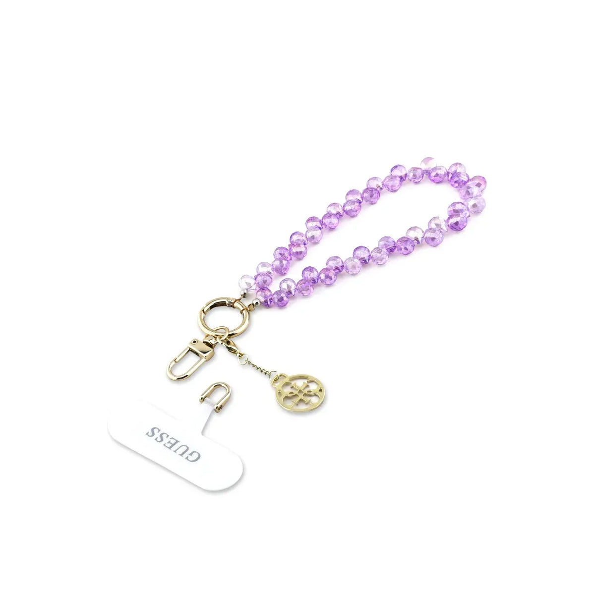 GUESS Correa de Muñeca – Pulsera Morada con Cristales y Charms, Diseño Elegante y Sujeción Segura