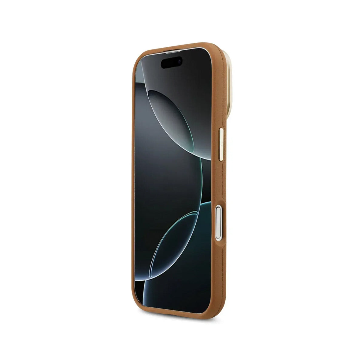 Guess iPhone 17 Case – Brown Grained Effect Cover with Stand, Drop Protection, and Precise Fit