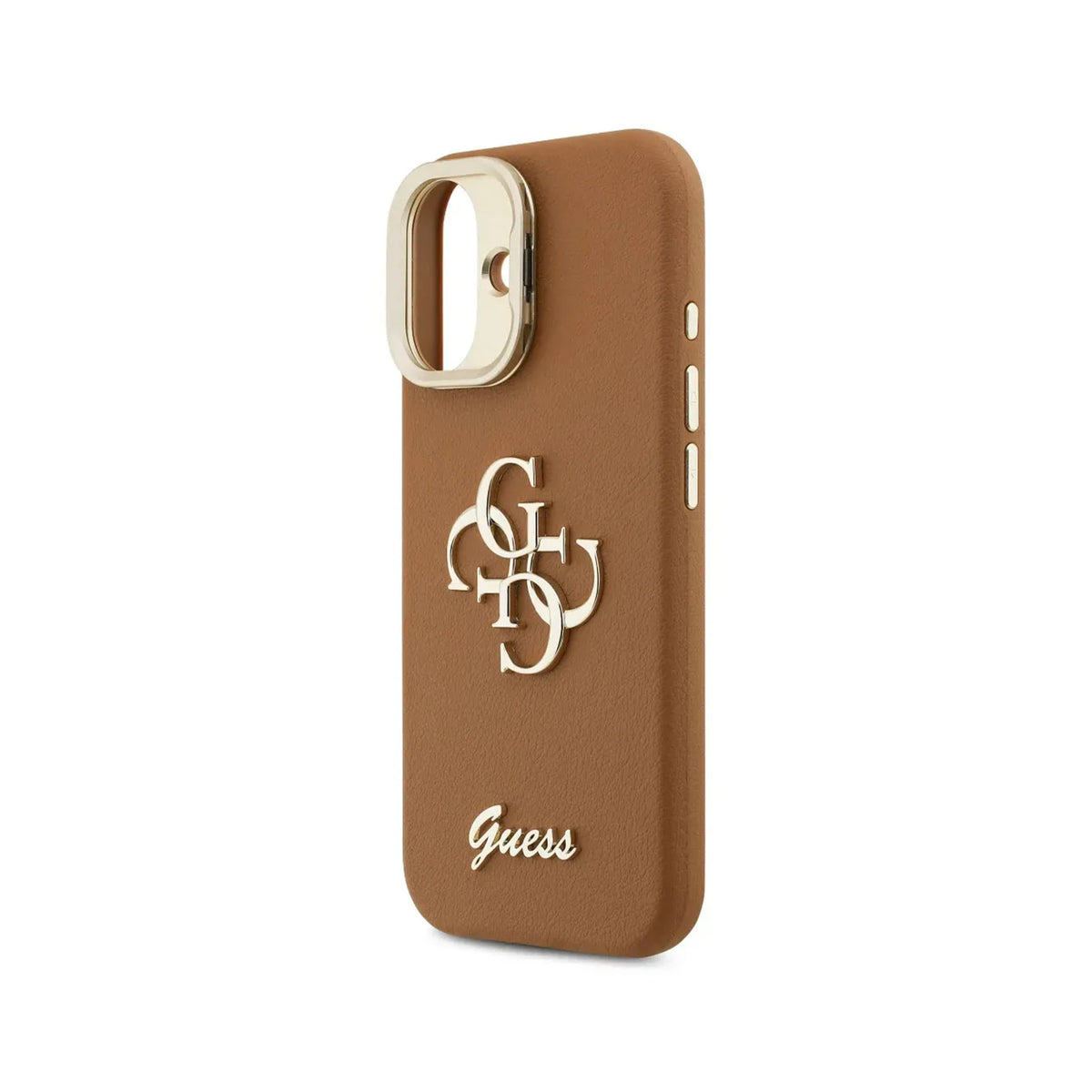 Guess iPhone 17 Case – Brown Grained Effect Cover with Stand, Drop Protection, and Precise Fit