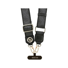 Guess Correa Universal para Teléfono – Correa de Polipiel Negra con Logo de Strass, Sujeción Segura y Diseño Elegante