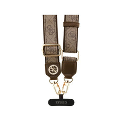Guess Correa Universal para Teléfono – Correa de Polipiel Marrón con Logo de Strass, Sujeción Segura y Diseño Elegante