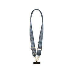 Guess Correa Universal para Teléfono – Correa de Polipiel Azul con Logo de Strass, Sujeción Segura y Diseño Elegante