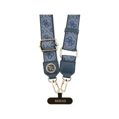 Guess Correa Universal para Teléfono – Correa de Polipiel Azul con Logo de Strass, Sujeción Segura y Diseño Elegante