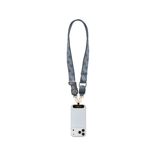 Guess Correa Universal para Teléfono – Correa de Polipiel Azul con Logo de Strass, Sujeción Segura y Diseño Elegante