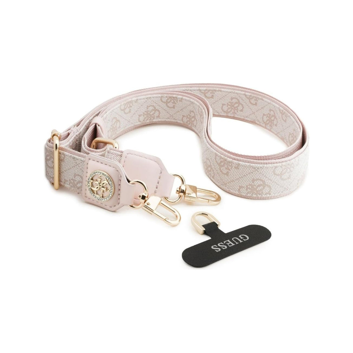 Guess Correa Universal para Teléfono – Correa de Polipiel Rosa con Logo de Strass, Sujeción Segura y Diseño Elegante