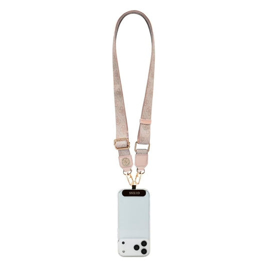 Guess Correa Universal para Teléfono – Correa de Polipiel Rosa con Logo de Strass, Sujeción Segura y Diseño Elegante