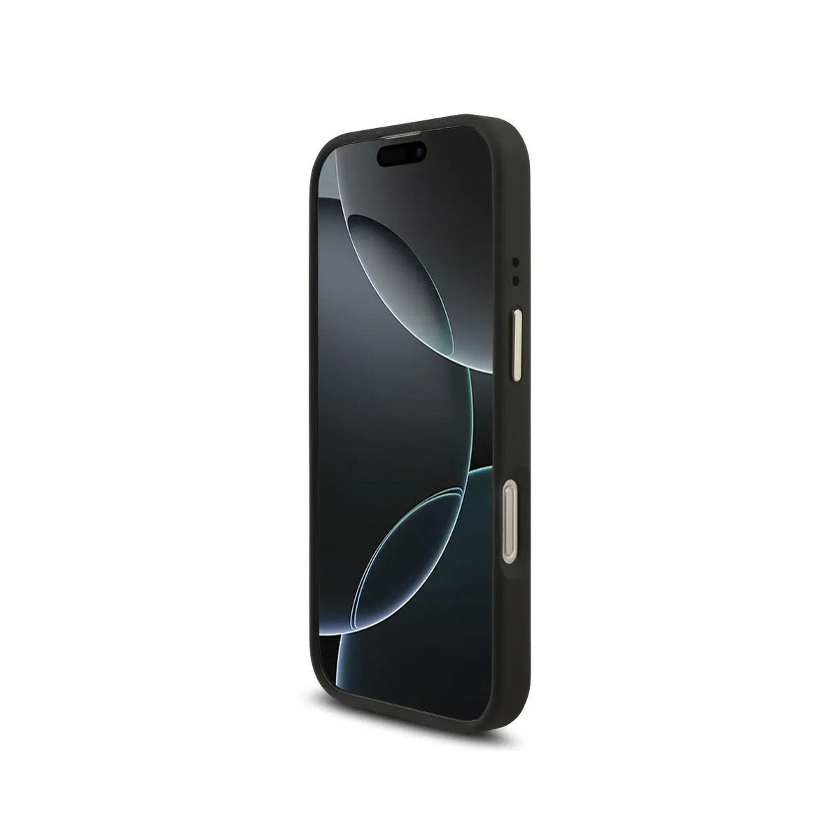 GUESS iPhone 16 Pro Case - Black MagSafe Case with 4G Strass Logo and Wide Strap, Elegant Design and Precise Fit