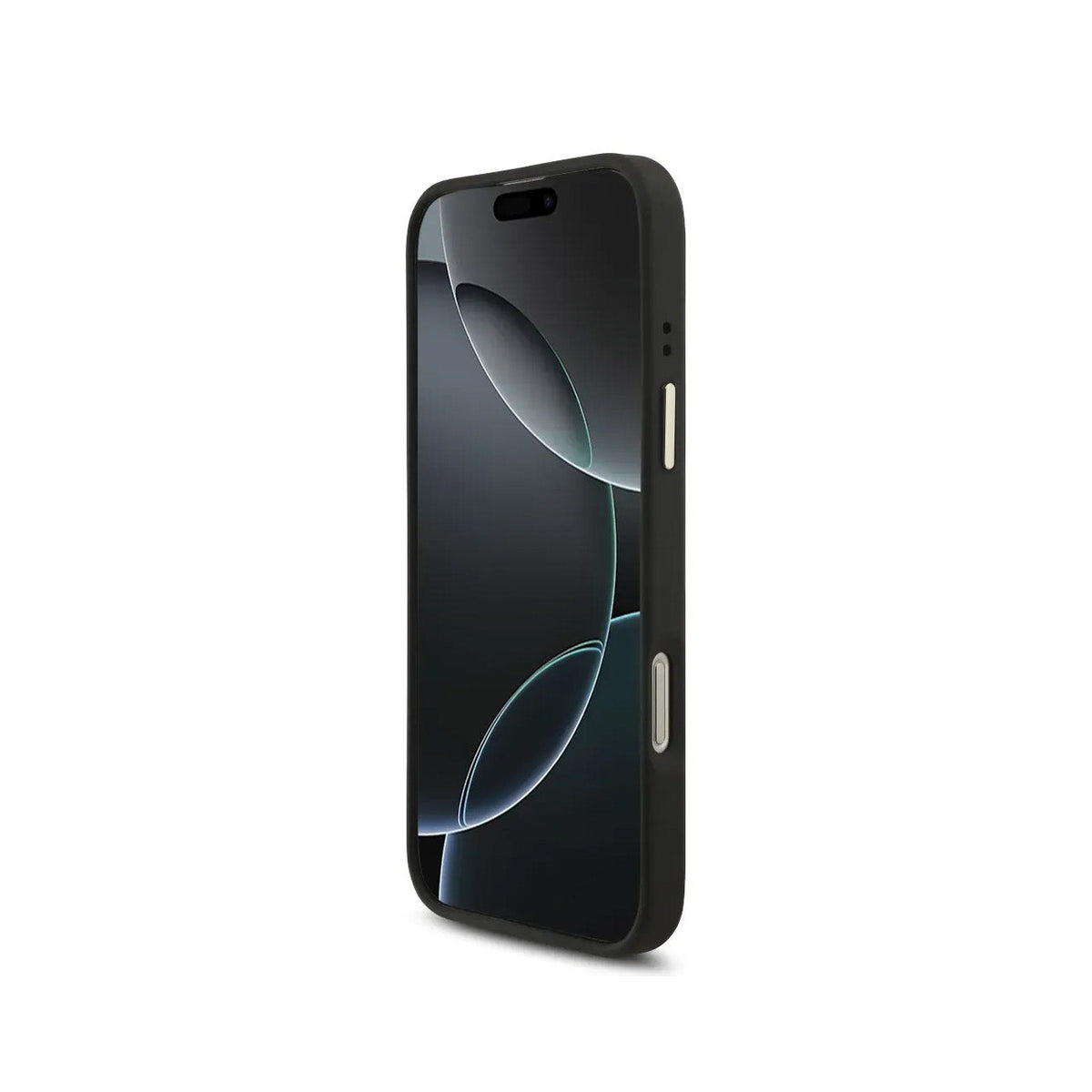 GUESS iPhone 16 Pro Max Case - Black MagSafe Case with 4G Strass Logo and Wide Strap, Elegant Design and Precise Fit