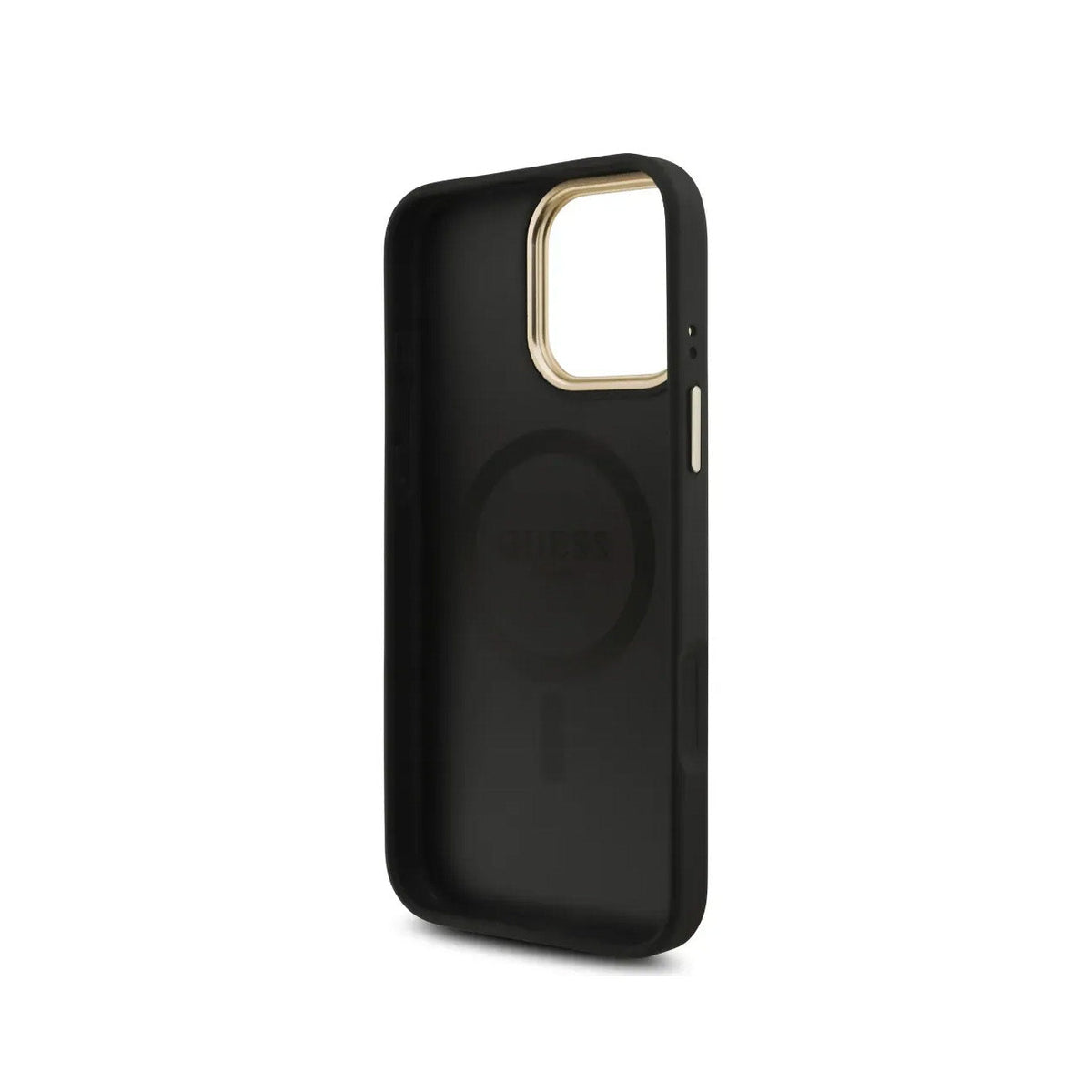 GUESS iPhone 16 Pro Max Case - Black MagSafe Case with 4G Strass Logo and Wide Strap, Elegant Design and Precise Fit