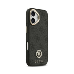 Guess Funda para iPhone 17 – Carcasa con Efecto Piel Negra, Logotipo Strass y Correa Bandolera, Protección Anticaídas y Ajuste Preciso