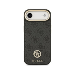 Guess Funda para iPhone Air – Carcasa de Polipiel Negra con Logo Strass y Correa Ancha, Protección Anticaídas y Ajuste Preciso
