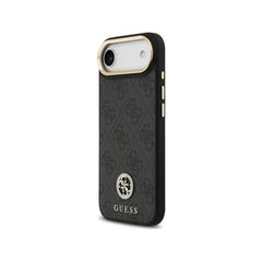 Guess Funda para iPhone Air – Carcasa de Polipiel Negra con Logo Strass y Correa Ancha, Protección Anticaídas y Ajuste Preciso