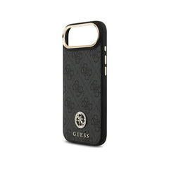 Guess Funda para iPhone Air – Carcasa de Polipiel Negra con Logo Strass y Correa Ancha, Protección Anticaídas y Ajuste Preciso
