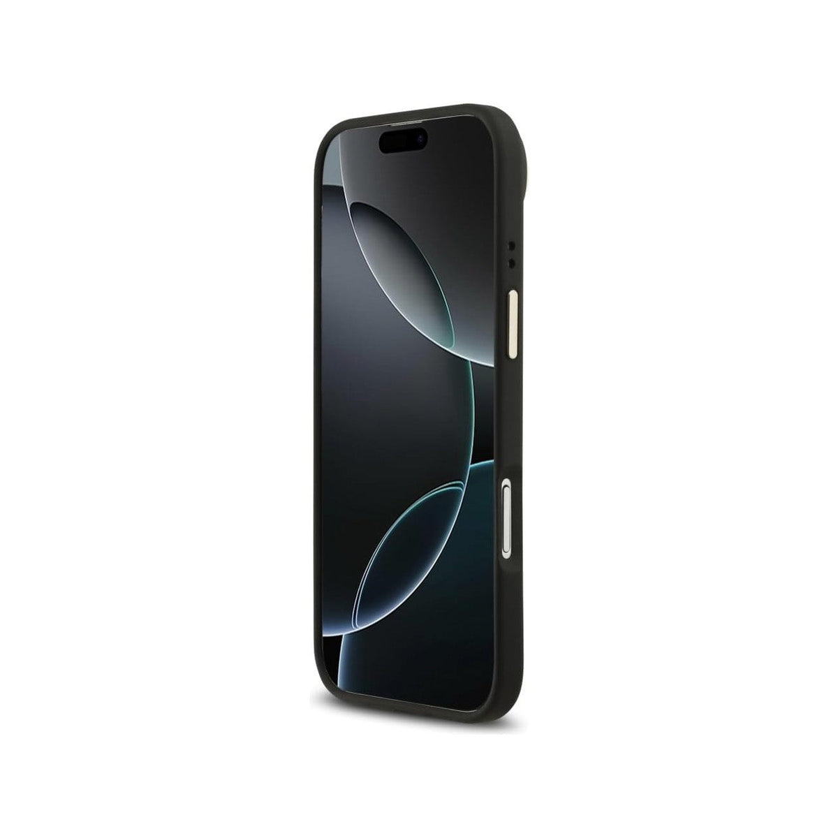 Guess iPhone 17 Air Case – Black Faux Leather Cover with Strass Logo and Wide Strap, Drop Protection and Precise Fit