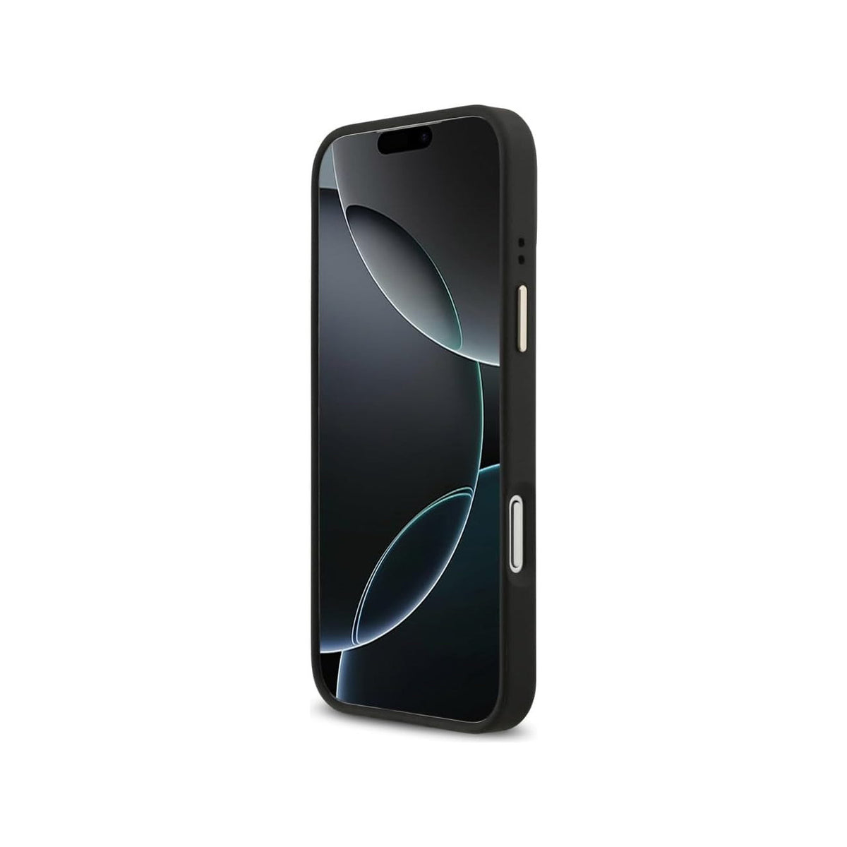 Guess Funda de Polipiel Logo Strass para iPhone 17 Pro Max/18 Pro Max con Correa Ancha y Protección Anticaídas, Negra