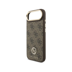 Guess Funda de Polipiel Logo Strass para iPhone Air con Correa Ancha y Protección Anticaídas, Marrón