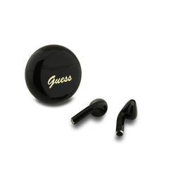 GUESS Auriculares TWS – Inalámbricos Negros Redondos con Logo Estampado, Diseño Compacto y Sonido Claro