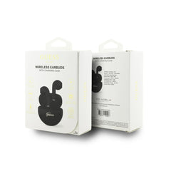 GUESS Auriculares TWS – Inalámbricos Negros Redondos con Logo Estampado, Diseño Compacto y Sonido Claro