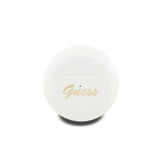 GUESS Auriculares TWS Inalámbricos Redondos con Logo Estampado, Blancos
