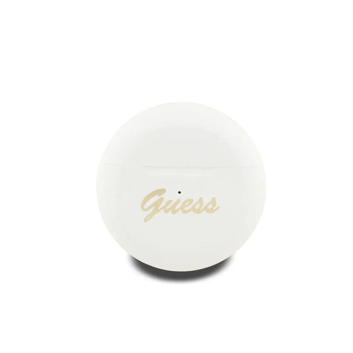 GUESS Auriculares TWS – Inalámbricos Blancos Redondos con Logo Estampado, Diseño Compacto y Sonido Claro