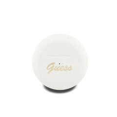 GUESS Auriculares TWS – Inalámbricos Blancos Redondos con Logo Estampado, Diseño Compacto y Sonido Claro
