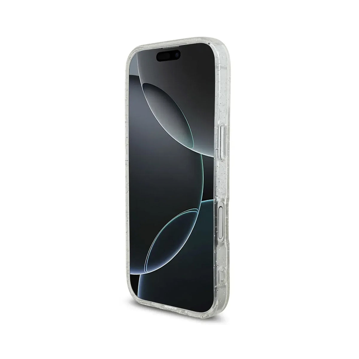 Guess Funda Brillante para iPhone 17 con Correa de Perlas, Compatible con MagSafe y Protección Anticaídas, Transparente