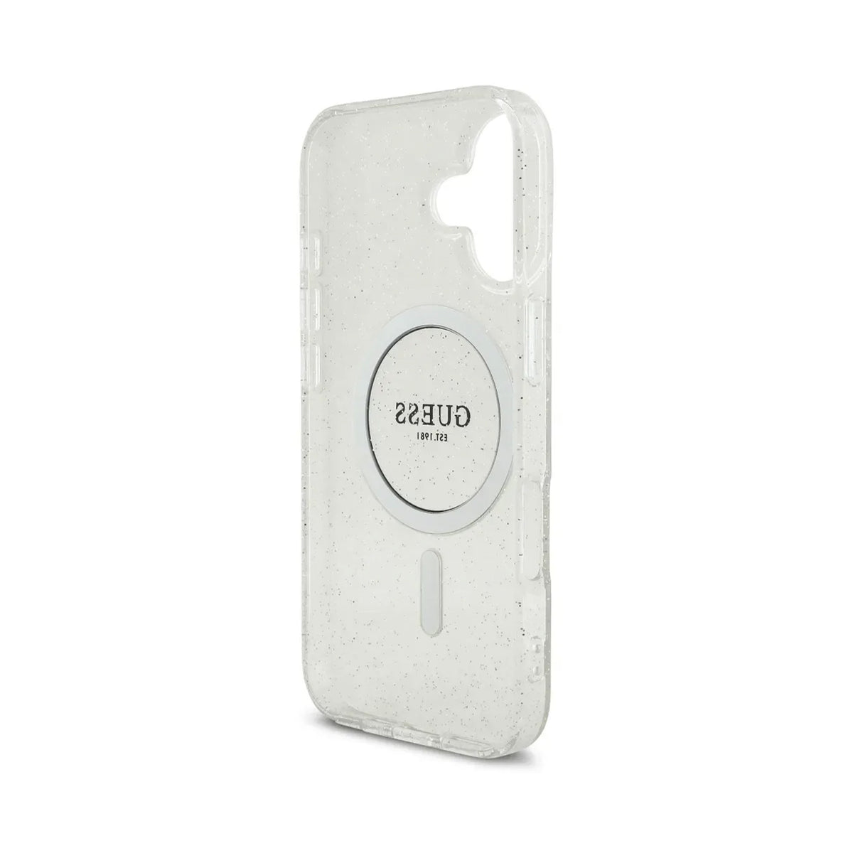 Guess Funda Brillante para iPhone 17 con Correa de Perlas, Compatible con MagSafe y Protección Anticaídas, Transparente