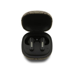 Guess Auriculares TWS Inalámbricos de Polipiel con Cancelación de Ruido ENC y Estuche de Carga, Marrón