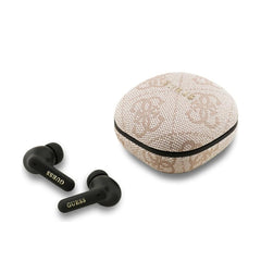 Guess Auriculares TWS Inalámbricos de Polipiel con Cancelación de Ruido ENC y Estuche de Carga, Rosa