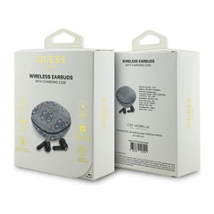 Guess Auriculares TWS Inalámbricos de Polipiel con Cancelación de Ruido ENC y Estuche de Carga, Azul