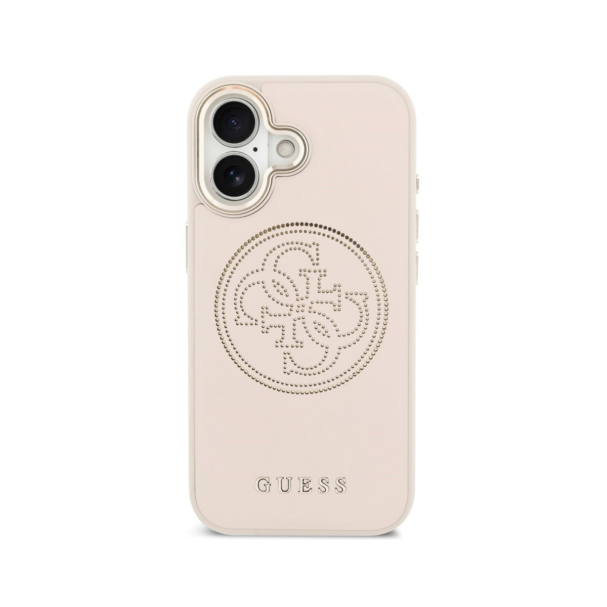 GUESS Funda Efecto Piel Logo Perforado para iPhone 17 Compatible con MagSafe y Protección Anticaídas, Rosa