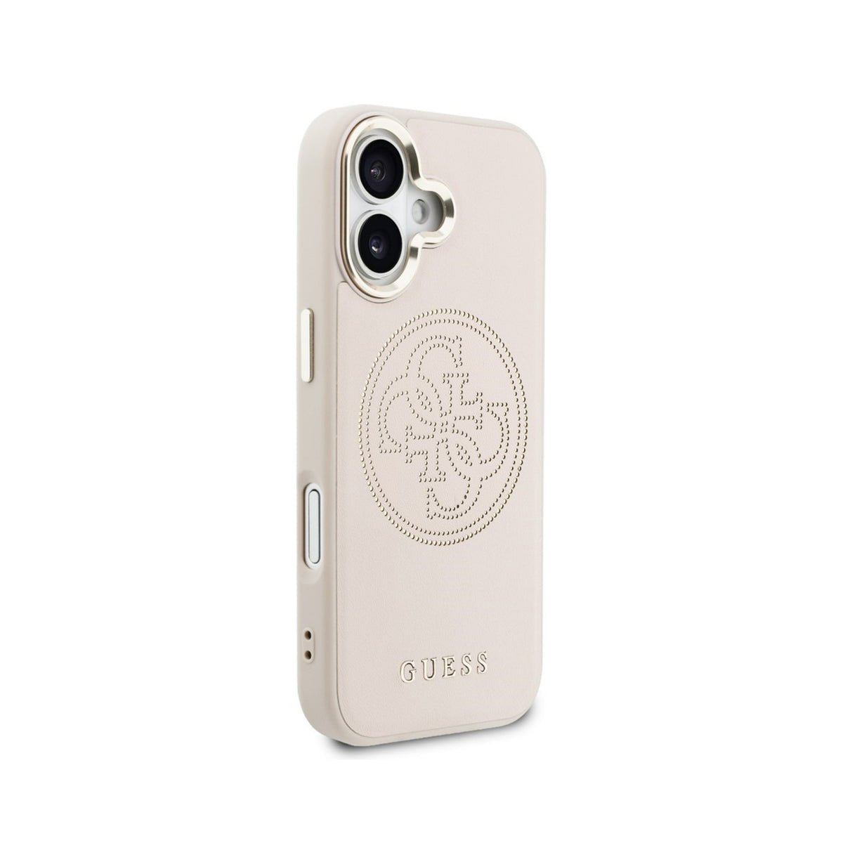 GUESS Funda Efecto Piel Logo Perforado para iPhone 17 Compatible con MagSafe y Protección Anticaídas, Rosa