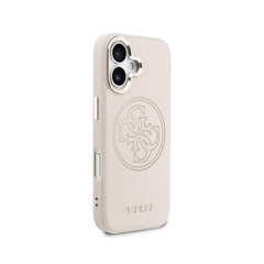 GUESS Funda Efecto Piel Logo Perforado para iPhone 17 Compatible con MagSafe y Protección Anticaídas, Rosa