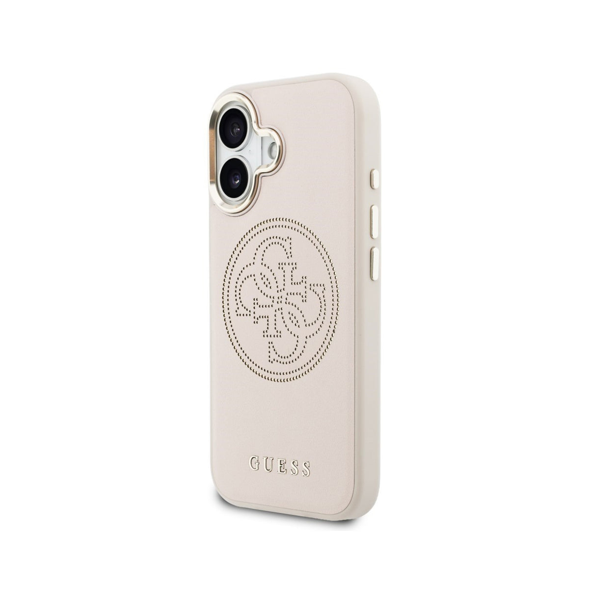 GUESS Funda Efecto Piel Logo Perforado para iPhone 17 Compatible con MagSafe y Protección Anticaídas, Rosa
