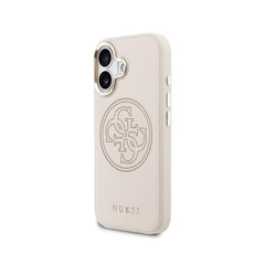 GUESS Funda Efecto Piel Logo Perforado para iPhone 17 Compatible con MagSafe y Protección Anticaídas, Rosa