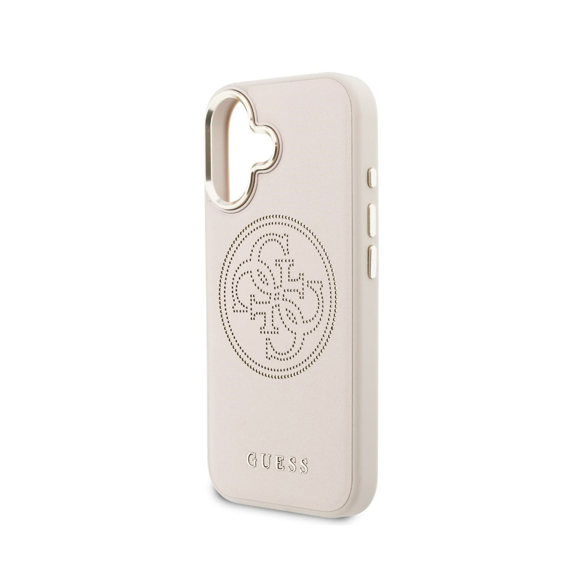 GUESS Funda Efecto Piel Logo Perforado para iPhone 17 Compatible con MagSafe y Protección Anticaídas, Rosa