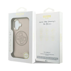 GUESS Funda Efecto Piel Logo Perforado para iPhone 17 Compatible con MagSafe y Protección Anticaídas, Rosa