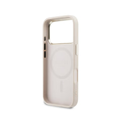 GUESS Funda Efecto Piel Logo Perforado para iPhone 17 Pro Max Compatible con MagSafe y Protección Anticaídas, Rosa