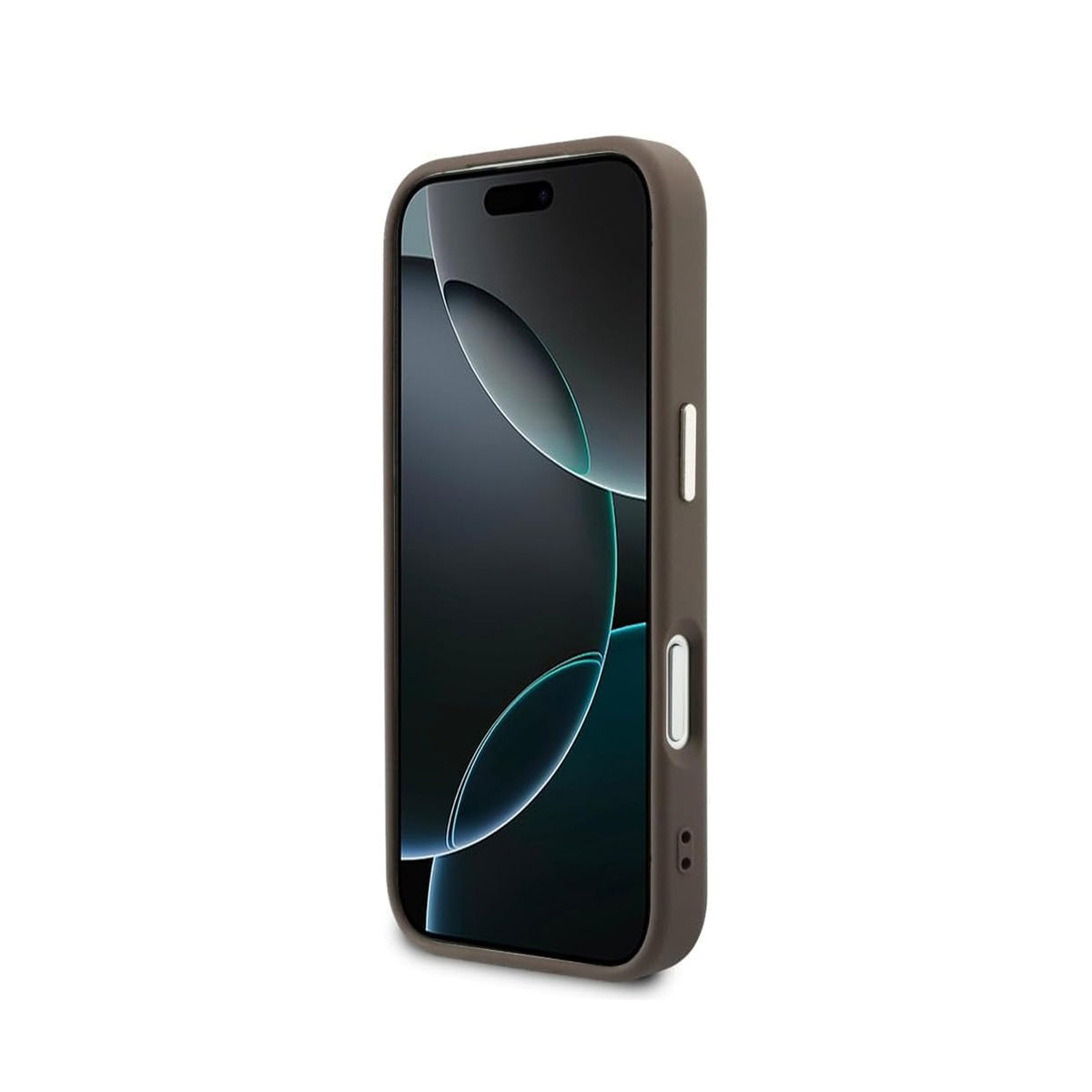 GUESS Funda Efecto Piel Logo Perforado para iPhone 17 Pro Max/18 Pro Max Compatible con MagSafe y Protección Anticaídas, Marrón