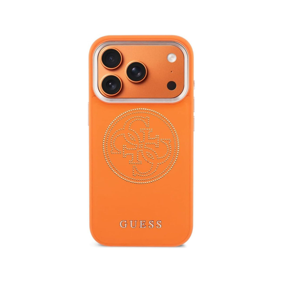 Guess Funda para iPhone 17 Pro – Carcasa 4G Perforada con MagSafe Naranja, Protección Anticaídas y Ajuste Preciso