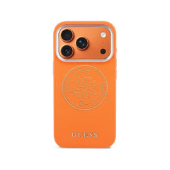 Guess Funda para iPhone 17 Pro – Carcasa 4G Perforada con MagSafe Naranja, Protección Anticaídas y Ajuste Preciso
