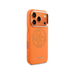 Guess Funda para iPhone 17 Pro – Carcasa 4G Perforada con MagSafe Naranja, Protección Anticaídas y Ajuste Preciso