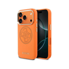 Guess Funda para iPhone 17 Pro – Carcasa 4G Perforada con MagSafe Naranja, Protección Anticaídas y Ajuste Preciso