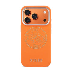 Guess iPhone 17 Pro Max Case – MagSafe Compatible Case, Perforated 4G Orange Design with Guess Logo and Drop Protection