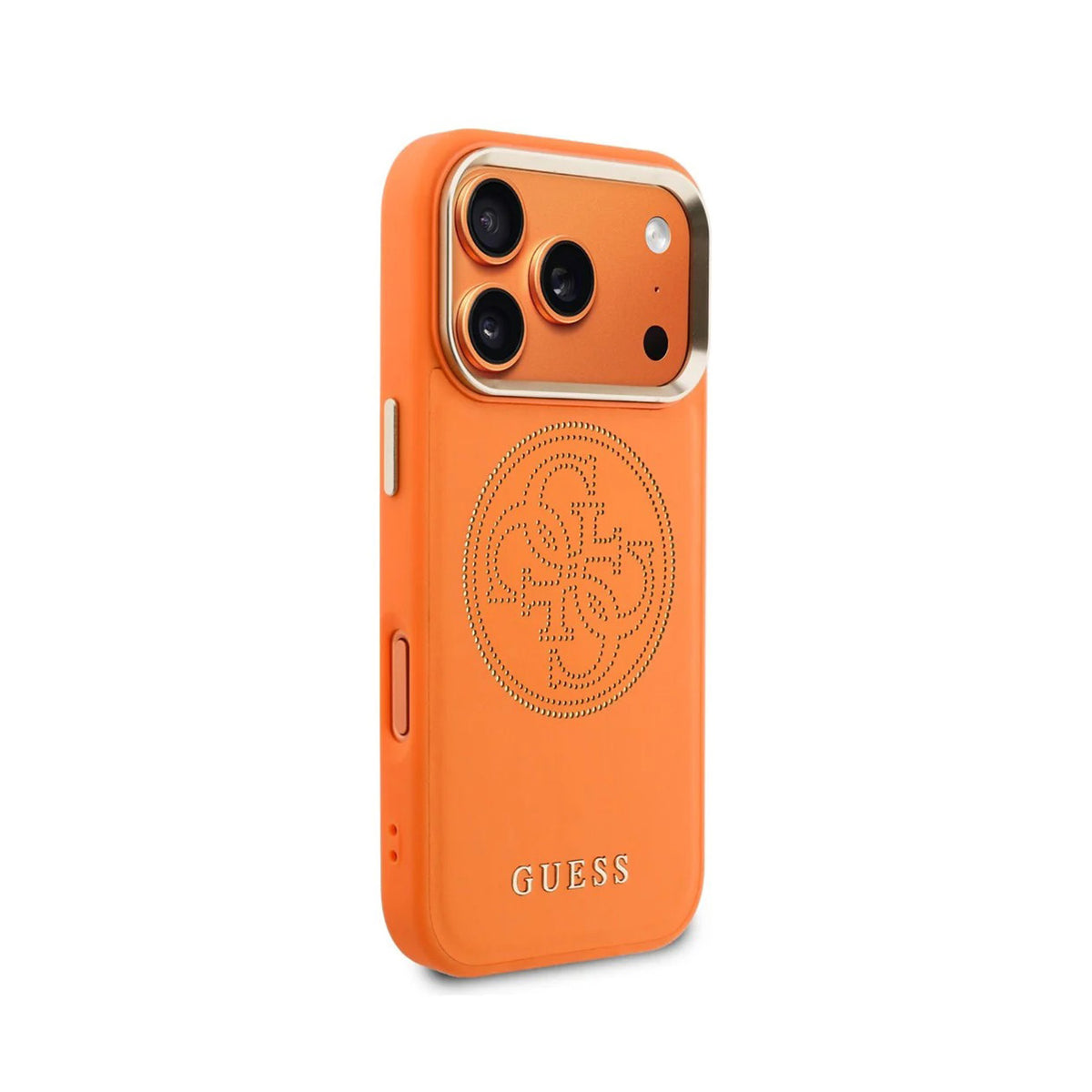 Guess iPhone 17 Pro Max Case – MagSafe Compatible Case, Perforated 4G Orange Design with Guess Logo and Drop Protection