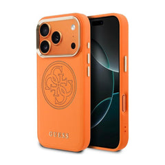 Guess iPhone 17 Pro Max Case – MagSafe Compatible Case, Perforated 4G Orange Design with Guess Logo and Drop Protection